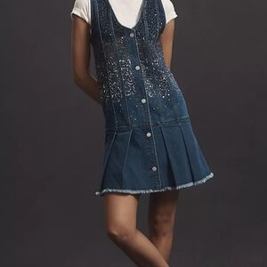 Pilcro by Anthropologie Sparkle Denim Button-Front Mini Dress - Size L
